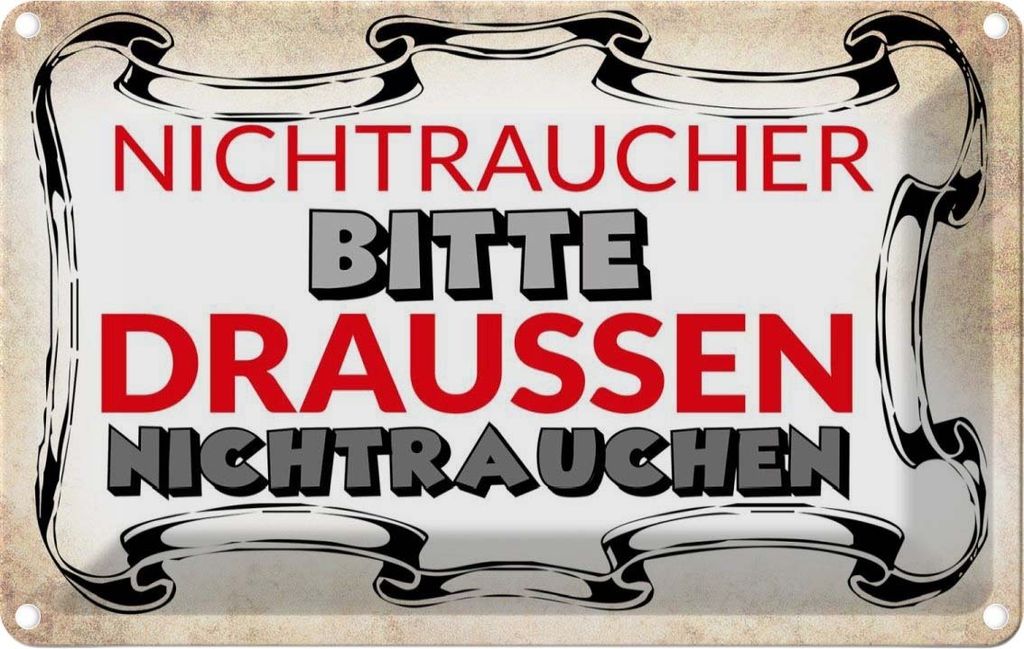 vianmo Blechschild 12x18 cm Nichtraucher bitte draußen Warnschild Hinweisschild Sicherheit Vorsicht