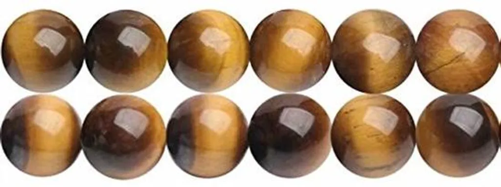 Perles rondes en pierres précieuses brunes 8 mm sur un fil de 38 cm - DIY