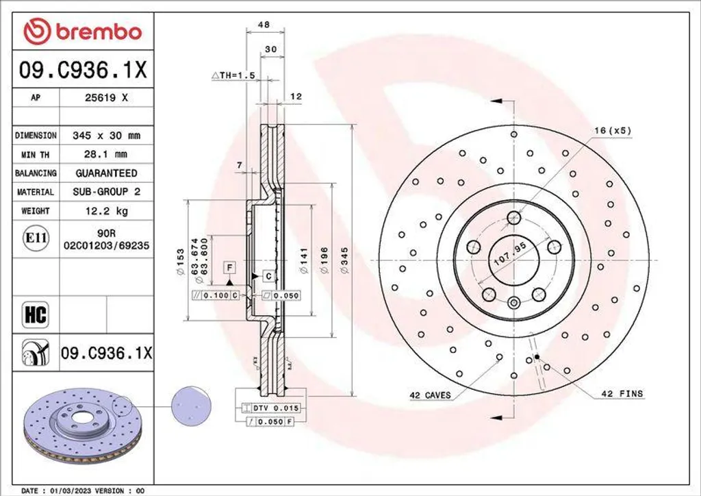Brembo 09.C936.1X Disque de Frein : Finissez-en avec les Vibrations