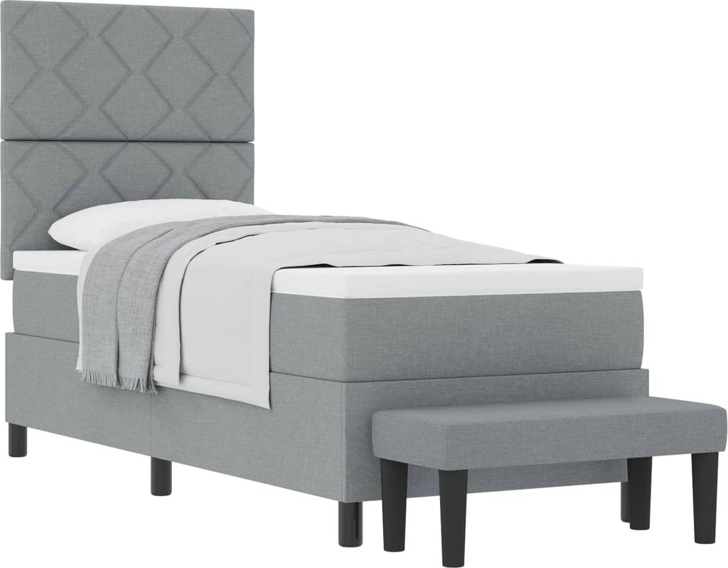 Boxspringbett mit Kopfteil Hellgrau 80 x 200 cm Stoff