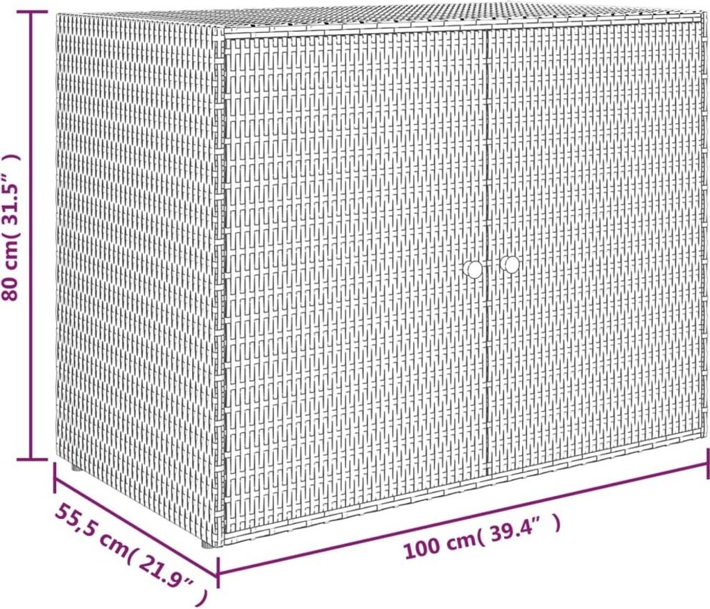 vidaXL Gartenschrank Schwarz 100x55,5x80 cm Poly Rattan Produktbild 2