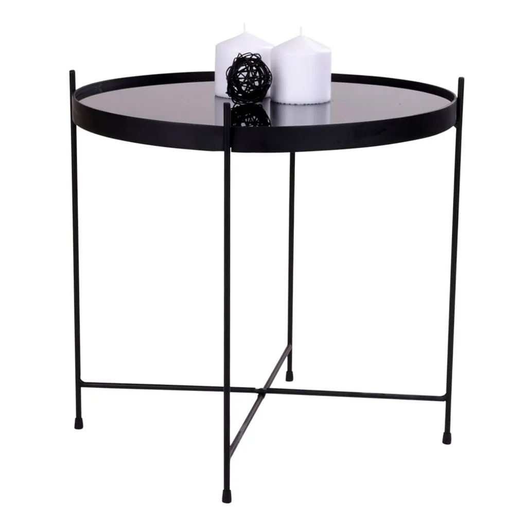 Table d'appoint compacte Venezia 48cm pour petits espaces verre noir