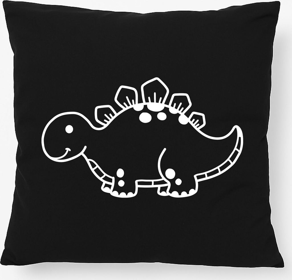 Huuraa Kissen Stegosaurus Dinosaurier 40x40cm mit Füllung Black Baumwolle Dekokissen Geschenkidee