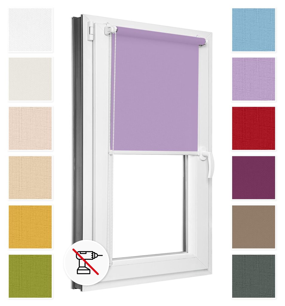 Estika Rollo ohne Bohren - 95 x 150 cm - Lila - Klemmfix Produktbild 