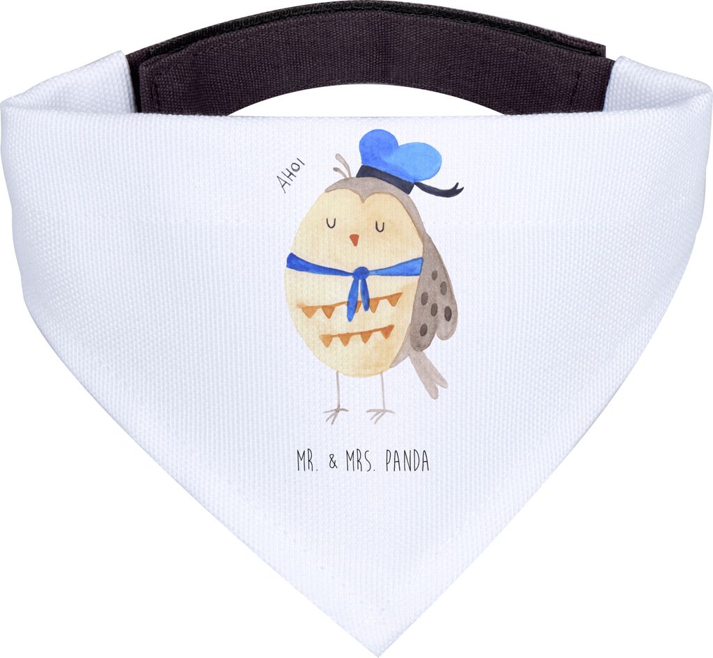 Mr. & Mrs. Panda Hundehalstuch Eule Matrose - Weiß - Geschenk, Kapitän, Owl, Freundin, Halstuch Hund, Für Hunde, Tuch, Heimathafen