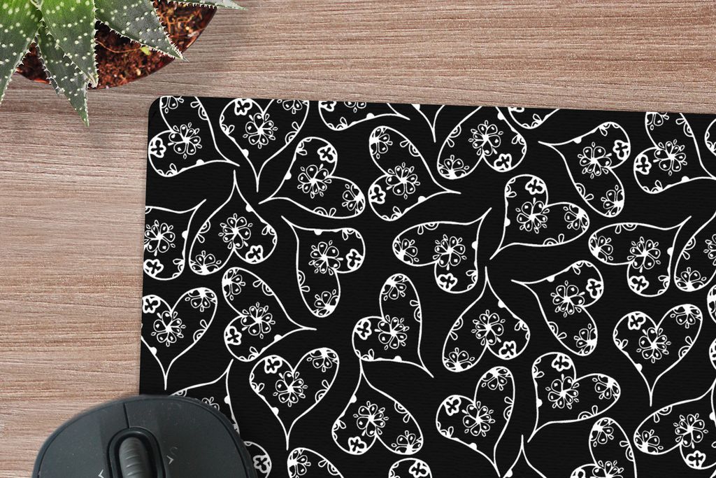MuchoWow Mauspad Mousepad Mädchen - Herz - Blumen - Muster - Mädchen - Kinder - Baby 23x19 cm - Mousepads - Maus Mat - Pad - Mausunterlage - Sc...
