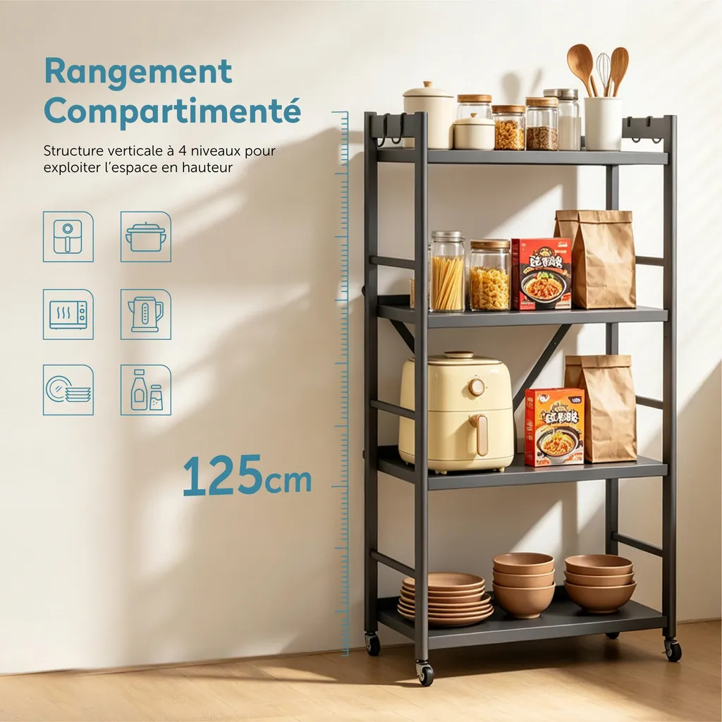 Étagère de Rangement Cuisine doporro Reglo-13 - 4 Niveaux en Acier - 3