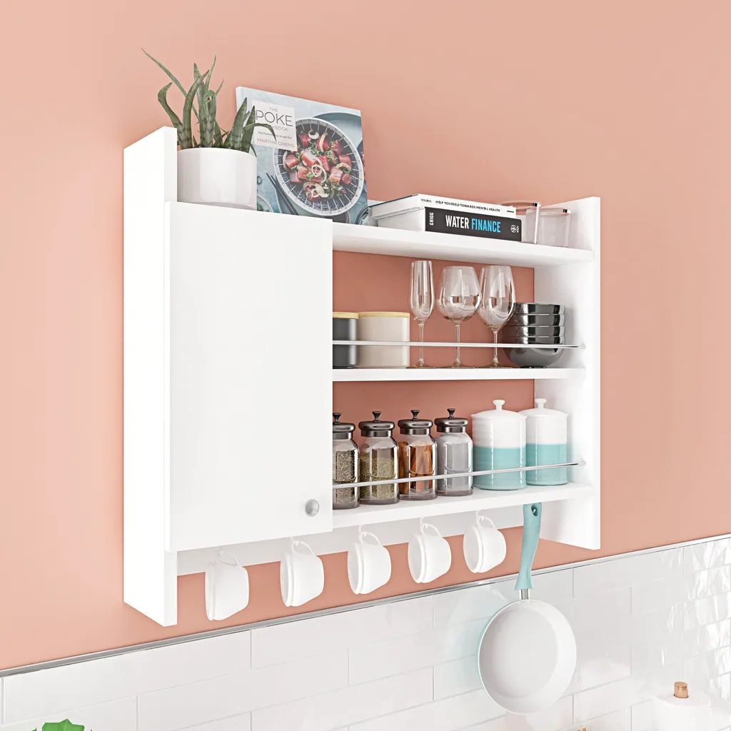 Étagère de Cuisine Gain de Place pour Petits Espaces - Blanc 85x15 cm