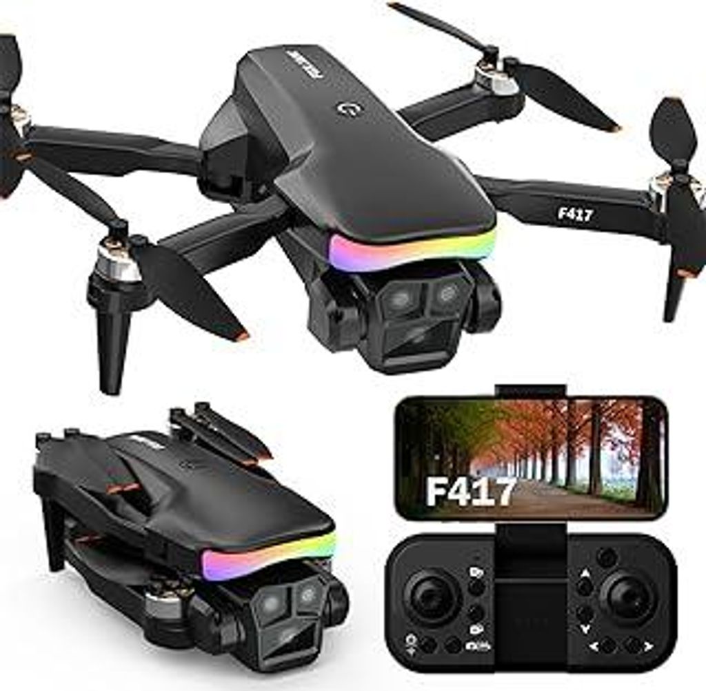 Drohne mit 1080P Kamera für Adults,LED Buntes Licht FPV Drohn,Quadrocopter Kameradrohnen Outdoor für Beginners,RC Drone mit WiFi Übertragung Hö...