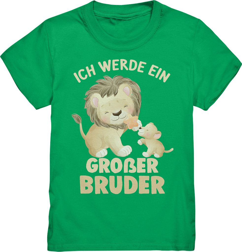 Löwen Großer Bruder Shirt – Kelly Green / 134/146 (9-11) Produktbild 