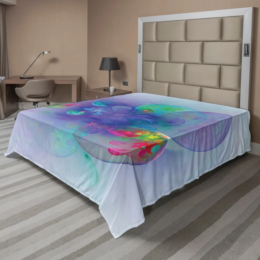Drap de Lit Anti-Pli 275x260 cm Motif Nébuleux Doux pour Sommeil Réparateur