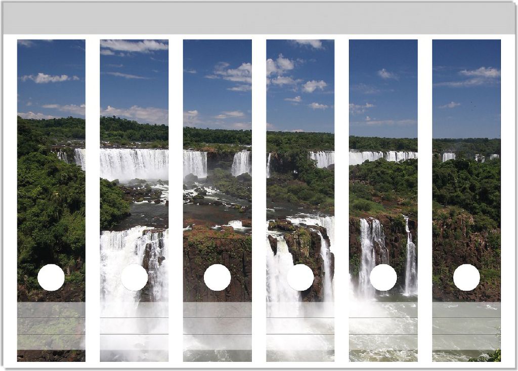 Wallario Ordnerrücken Sticker, selbstklebend für breite Ordner, 6 Stück, Motiv Iguazu-Wasserfälle