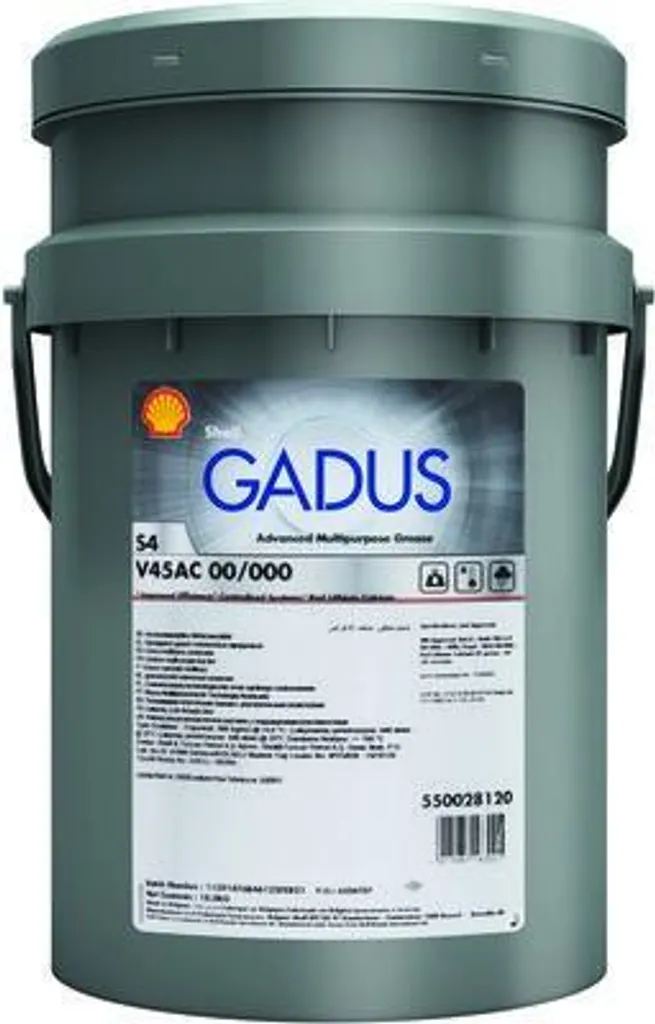 Lubrifiant Shell 550028120 Gadus S4 V45AC 00/000 Graisse Fluide 18kg