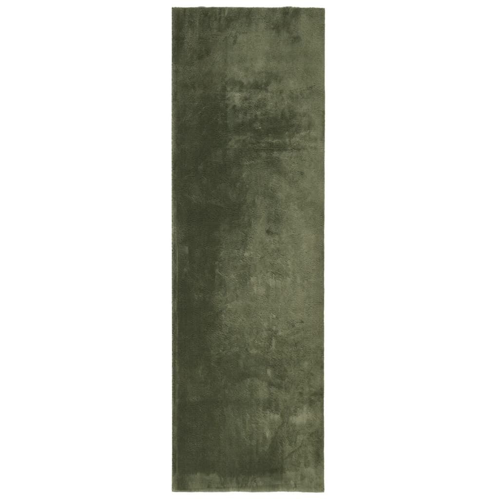 Teppich HUARTE Kurzflor Weich und Waschbar Waldgrün 80x250 cm