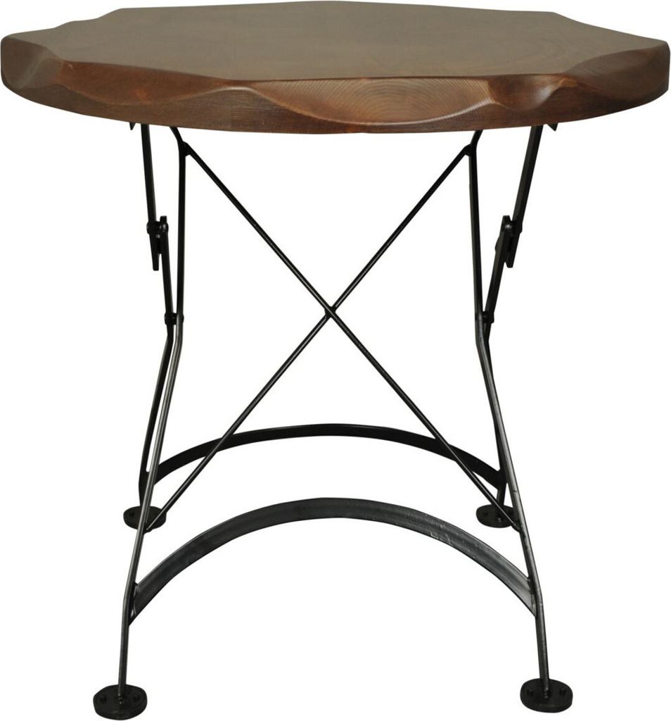 Casa Padrino Jugendstil Garten Esstisch Braun / Schwarz - Verschiedene Größen - Klappbarer Metall Gartentisch mit Massivholz Tischplatte - Gastro...