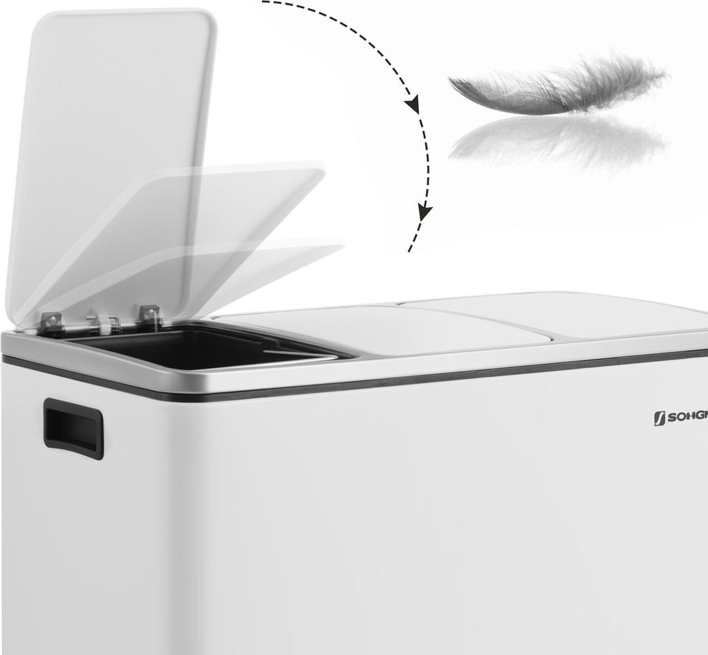 SONGMICS Mülleimer Mülltrennsystem, 3 x 18 L, ergonomisch, Produktbild 14