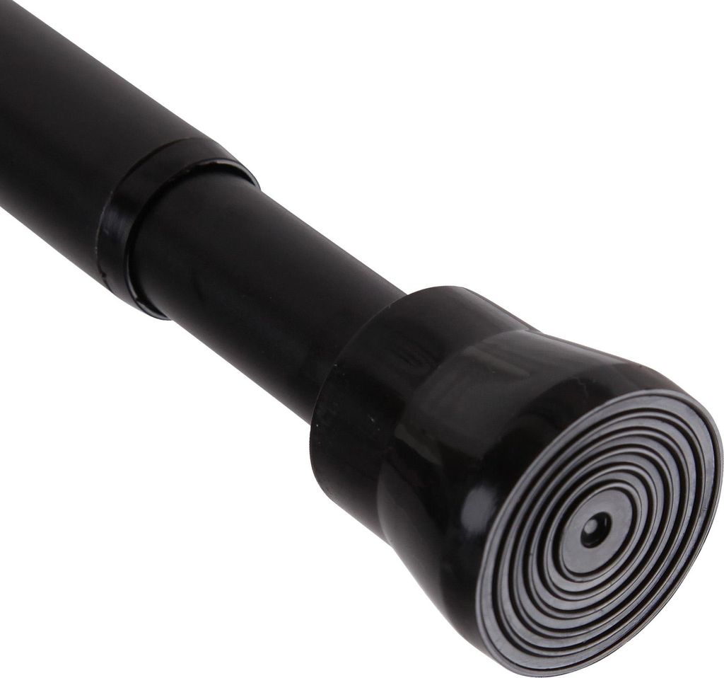 Klemmstange Schwarz 80-125cm ausziehbar, Ø16/19mm, Gardinenstange ohne Bohren/Schrauben, Edelstahl, rutschfest, Duschvorhangstange, Teleskopstange