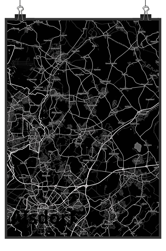 Mr. & Mrs. Panda Bild Alsdorf DIN A3 - Geschenk, Stadt Dorf Karte Landkarte Map Stadtplan, drucke, Wandbild, wanddeko, Kunstdruck, poster
