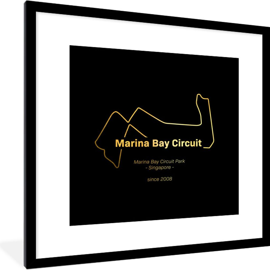 MuchoWow Gerahmtes Poster Singapur - Formel 1 - Rennstrecke 40x40 cm - Poster mit Schwarzem Bilderrahmen Wandposter Rahmen Foto Bilder - Poster -...