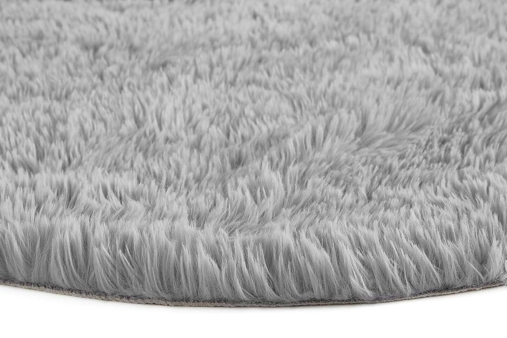 Sitzkissen Grau 34 cm Rund 4er Set Kunstfell Stuhlauflage Produktbild 4