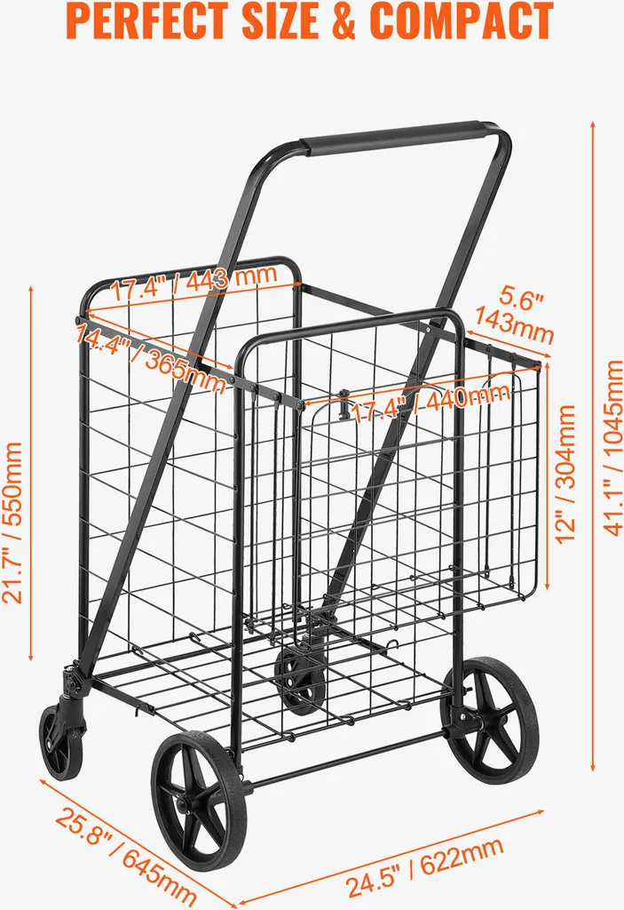 Chariot robuste multi-usage 110 lbs à roues pivotantes à 360 degrés