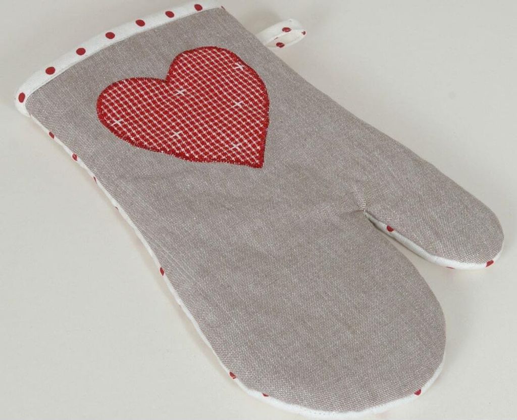 Topfhandschuh Landhaus Premium Karo Herz 33x17 cm