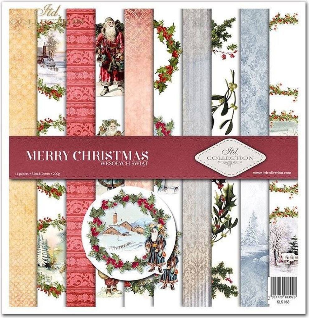 ITD COLLECTION Setz 11Stk 30x30cm Scrapbooking Papier - Merry Christmas