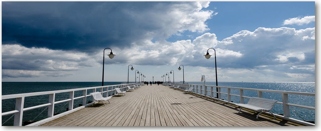 Tulup Küchenrückwand Spritzschutz aus Glas -125x50 -Spritzschutz auf gehärtetes Glas Deko Landschaften Pier in Gdingen