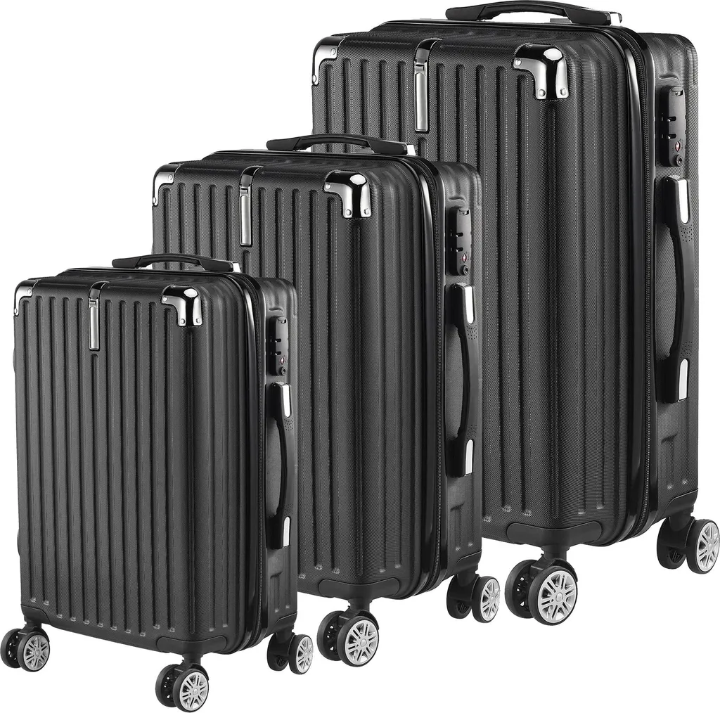 Valises sécurisées anti-vol TSA, Set de bagages noir à roulettes 360°
