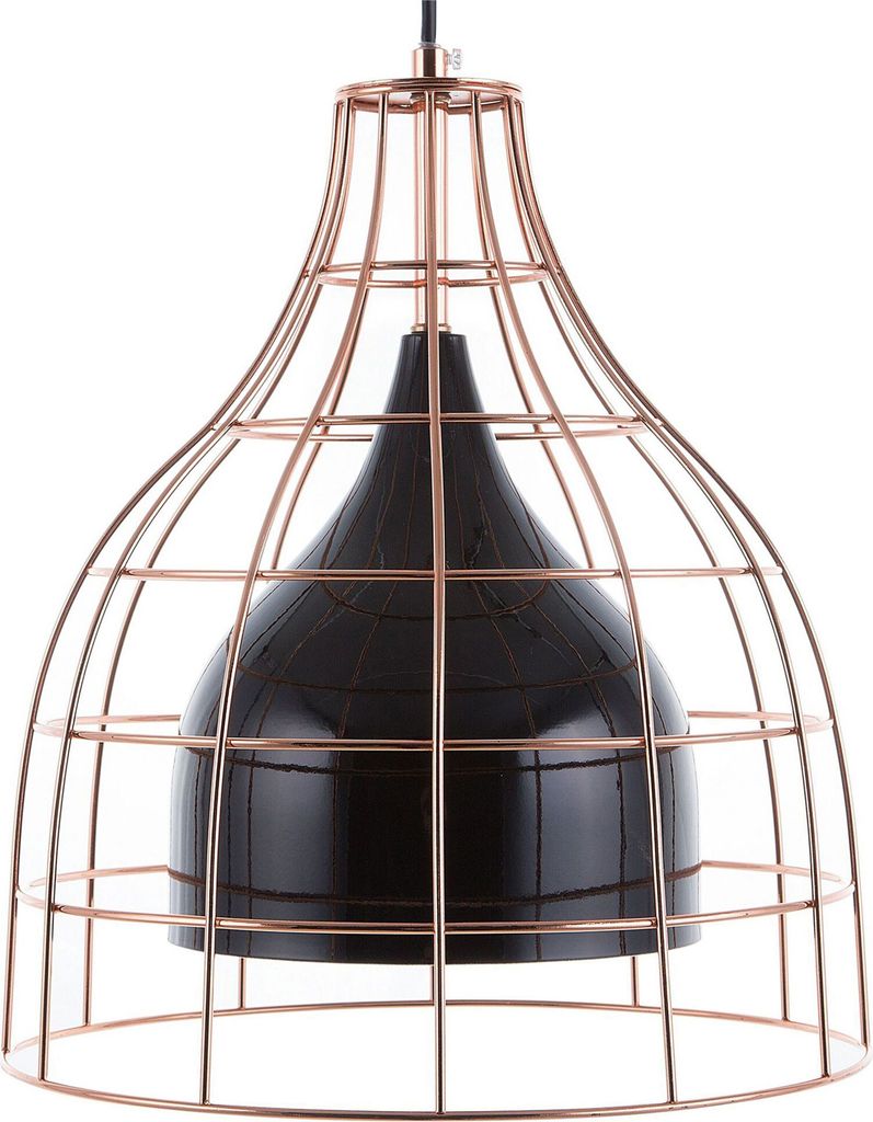 BELIANI Hängeleuchte Schwarz Metall Schirm mit Gitter in Kupfer Glockenform Industrie Look für Wohn- Schlaf- und Esszimmer Kücheninsel