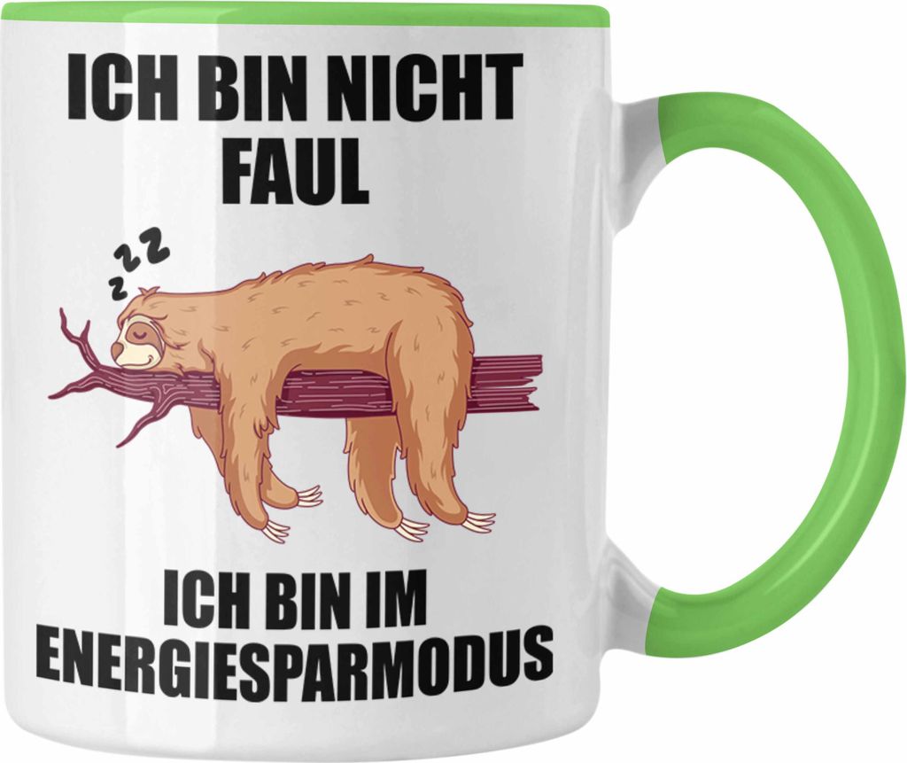 Trendation - Lustige Faultier Sprüche Tasse Mitarbeiter Geschenk Arbeitskollege Kollege Kollegin Abschiedsgeschenk (Grün)