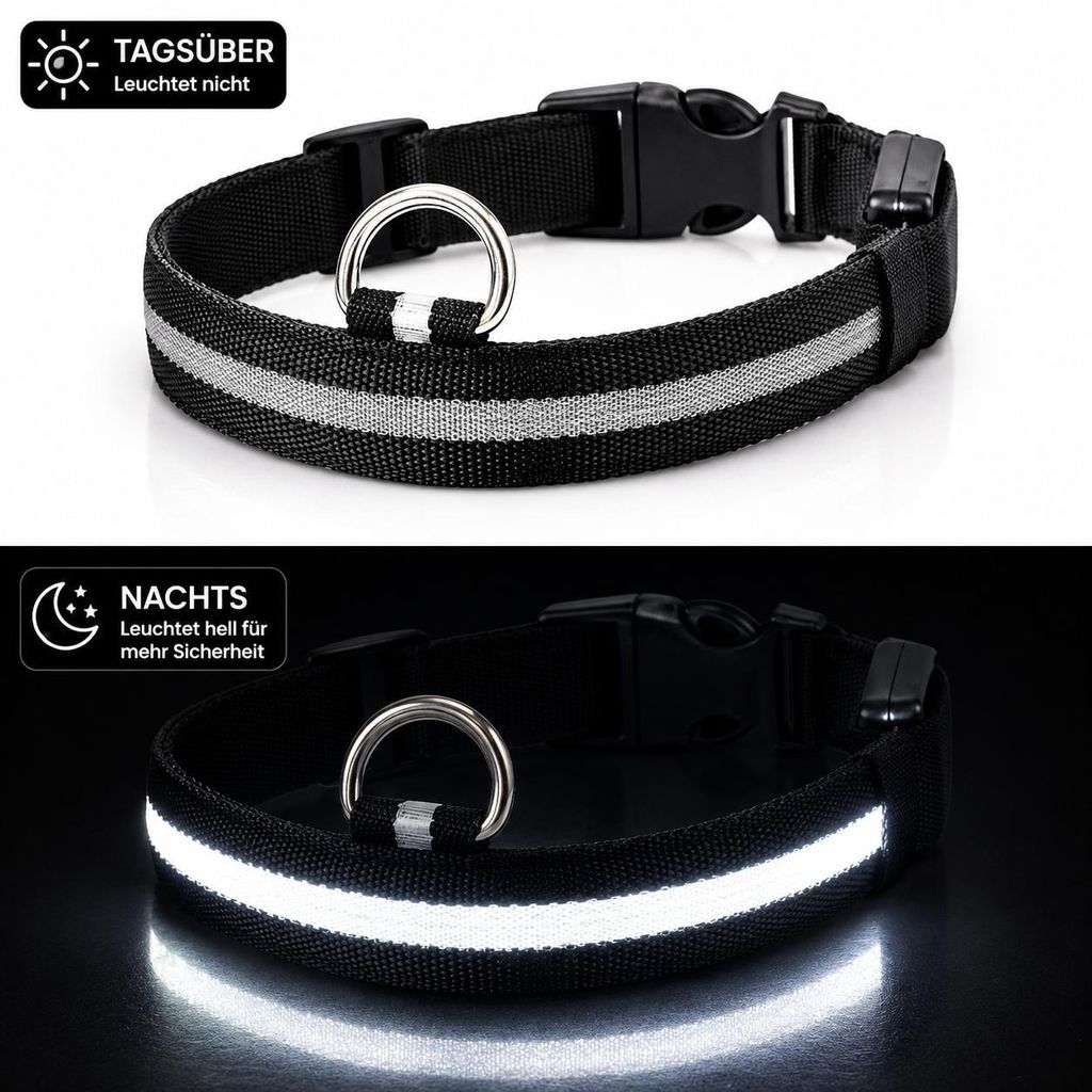 LED Hundehalsband USB aufladbar reflektierend Produktbild 