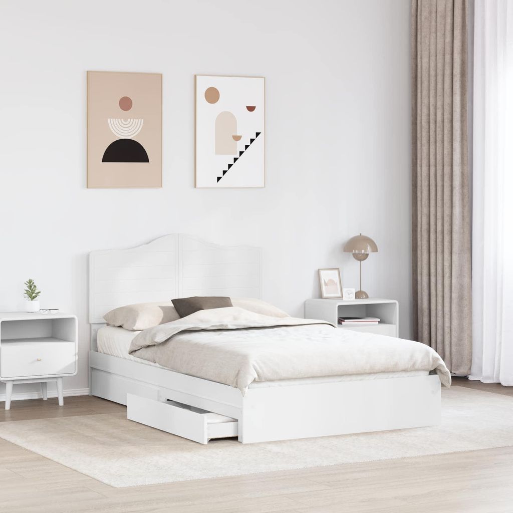 "Winter Sale" Aufbewahrungsbett mit Kopfteil Weiß 120 x 200cm Holzwerkstoff - clorisNeu536458 - Klassische BettenJugendbett Tagesbett
