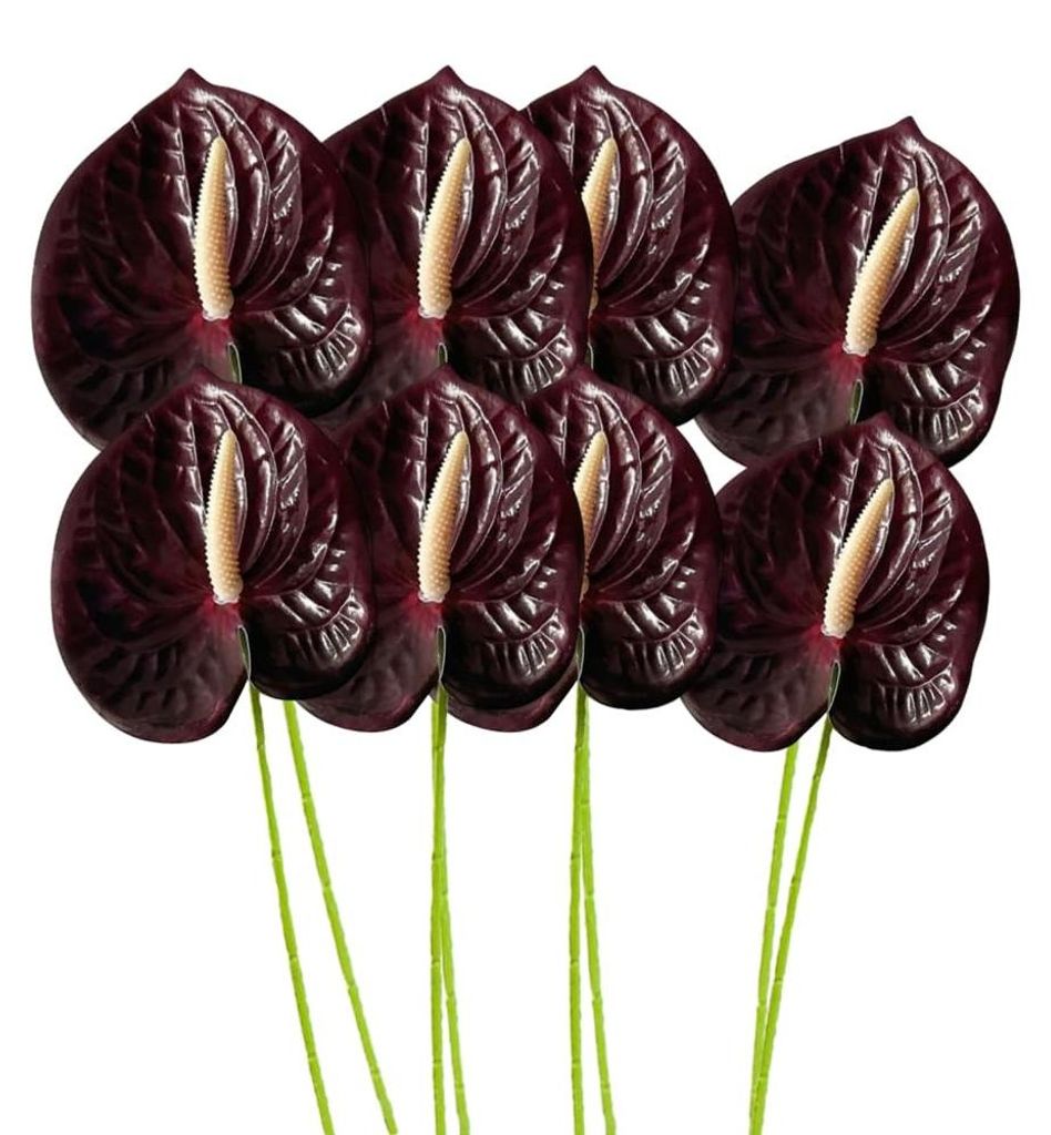 8 kusov umelých kvetov Anthurium, výška 61 cm. Trvanlivé Obrázok produktu 