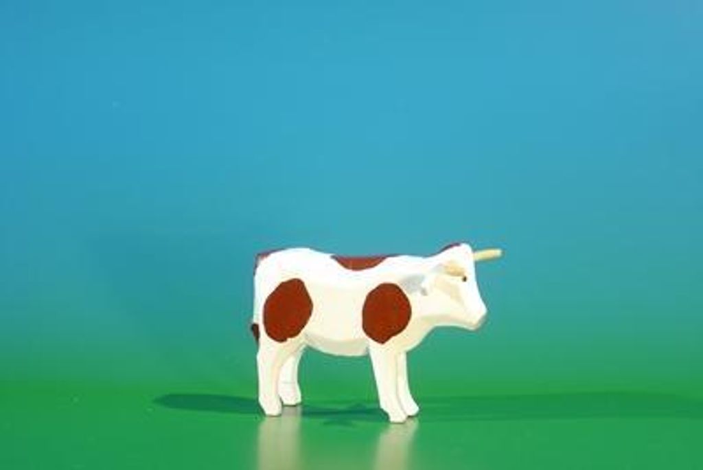 Holzfigur Reifentier Ochse Höhe 4,5cm NEU