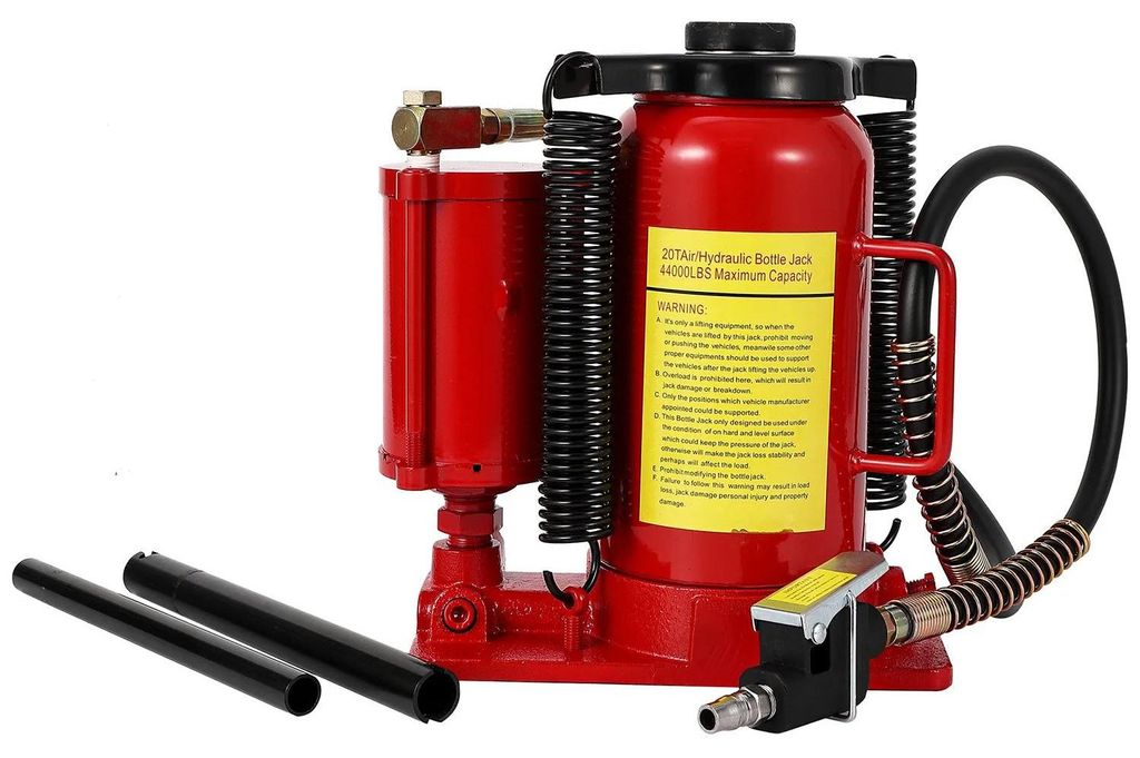 Flaschenheber/Wagenheber - Pneumatisch/Hydraulisch 8004 20 t - Hub 260–510 mm - Doppelbetrieb Luft/Manuell - Für Auto LKW SUV Werkstatt - Gussei...