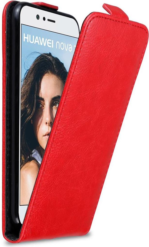 Cadorabo Hülle für Huawei NOVA 2 Schutz Hülle in Rot Flip Etui Handyhülle Case Cover