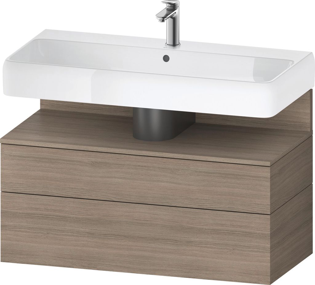 Duravit Qatego Waschtischunterbau, 1 Auszug und 1 Schublade, 990x470x590mm, Nische Eiche Terra, QA4395035350000