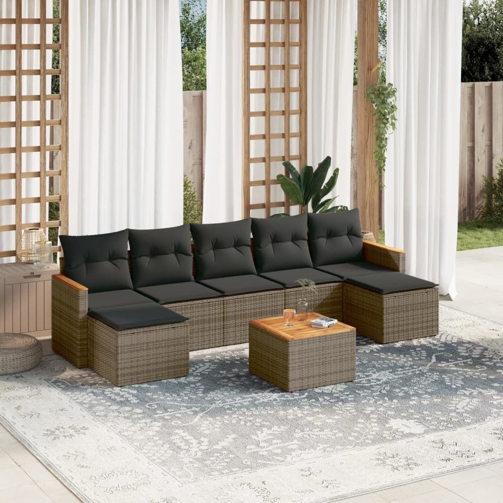 Maison Exclusive - 8-tlg. Garten-Sofagarnitur mit Kissen Grau Poly Rattan