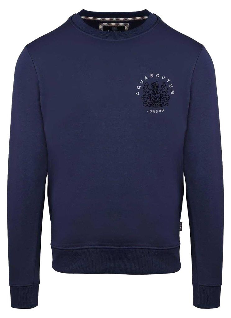 Aquascutum - Sweatshirt für Herren/Damen Uni, Gerippter Kragen, Regulär, Langärmlig GT20696 (XXL) (Marine)