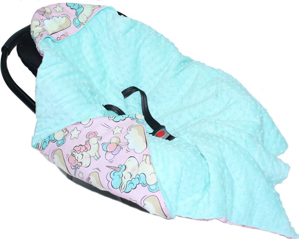 Baby Wende Einschlagdecke MINKY mit Kapuze 90x90 cm Produktbild 