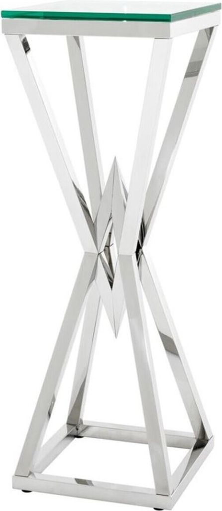 Casa Padrino Luxus Beistelltisch / Säule Edelstahl Silber 35 x 35 x H. 101 cm - Designer Tisch Möbel