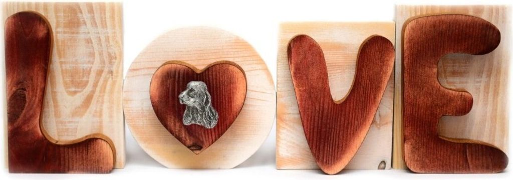 English Cocker Spaniel, Englische Cockerspaniel - Holzschriftzug LOVE, Innendekoration mit Hund, entzückende Dekoration für das Regal der Marke ...