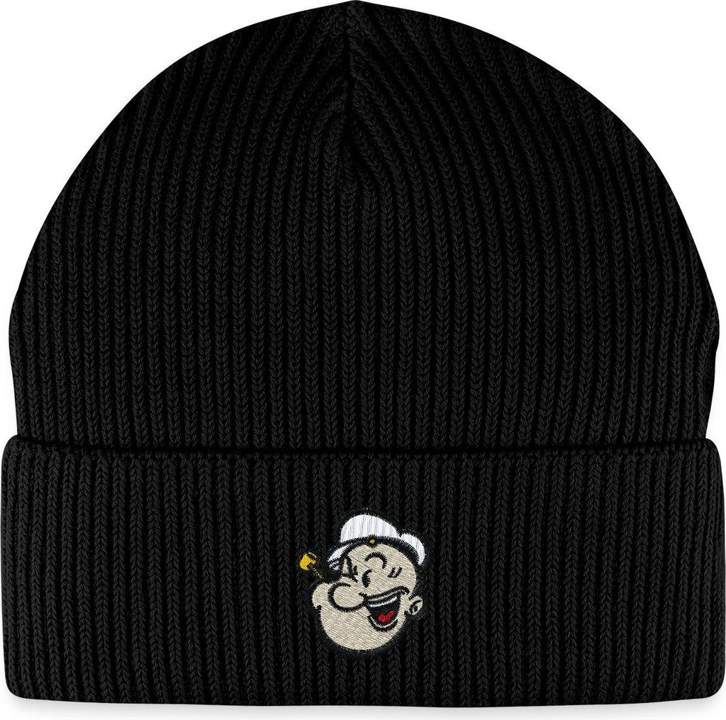 Spreadshirt Popeye Als Stickmotiv Fisherman Beanie Bio Mütze, One size, Schwarz