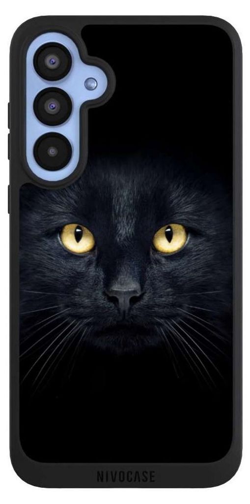 NIVOCASE Handyhülle für Samsung Galaxy A55 5G Hülle NIVOpure Case Schwarz Auge Katze schwarz