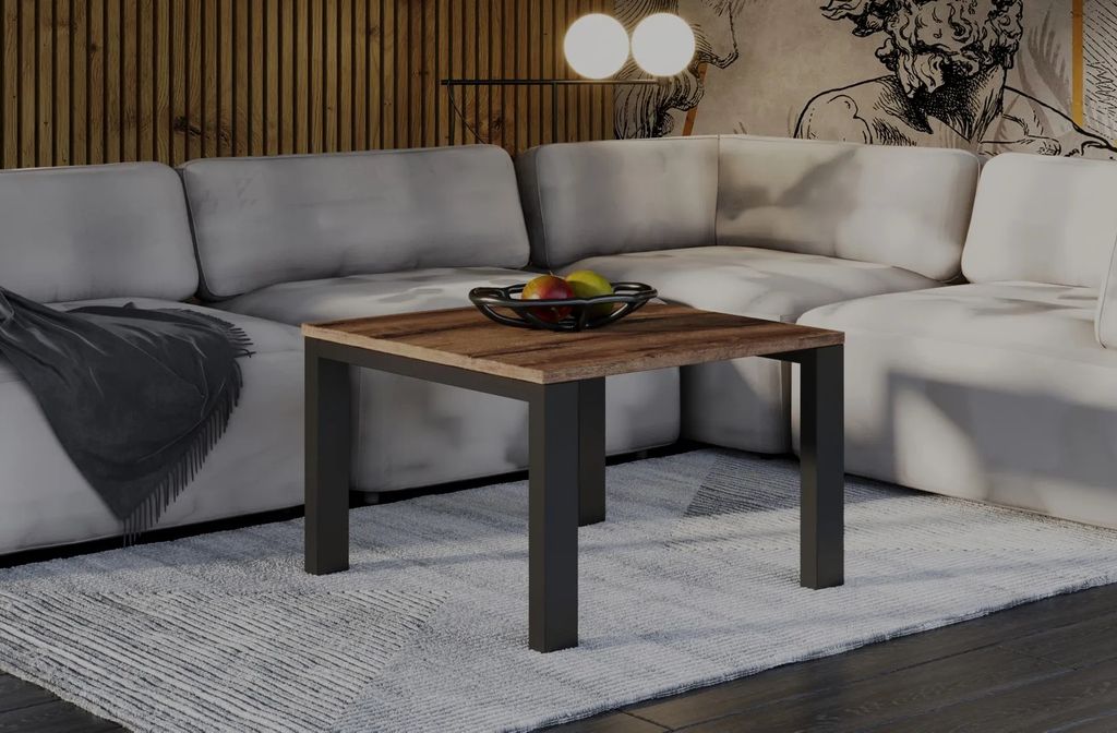 Endo-Möbel Couchtisch Garold 80x80x55 cm Wohnzimmertisch Beistelltisch (Monastery Eiche)