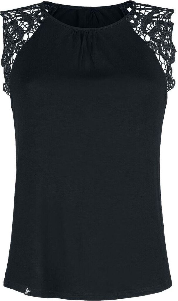 Forplay Top Damen Sleeve Lace Top schwarz Basics 95% Viskose, 5% Elasthan XXL