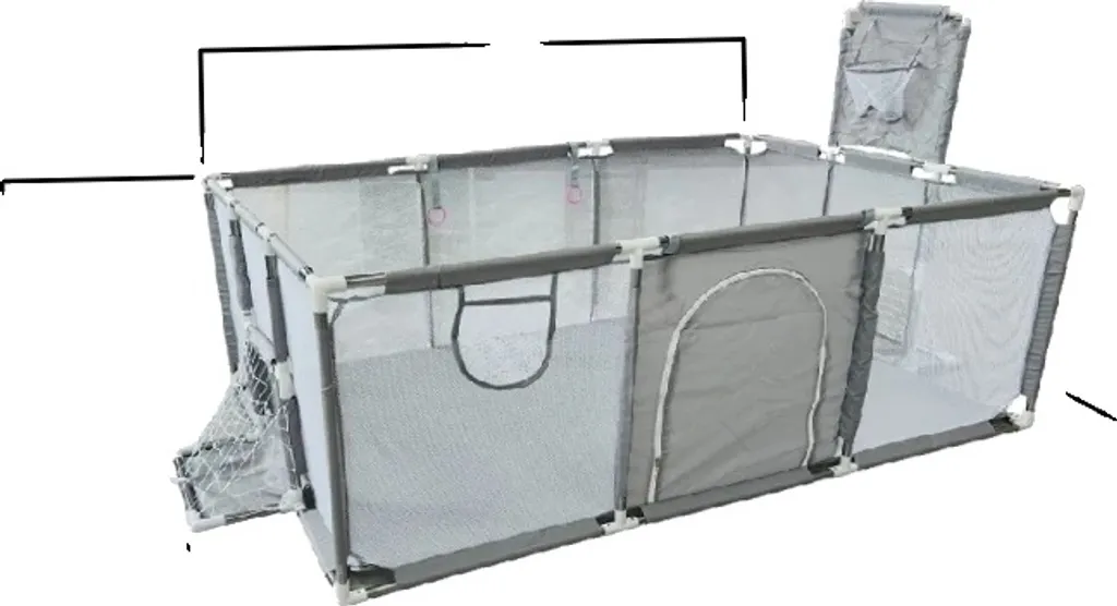 Area Giochi Bambini Grigio Chiaro Net-L | Box Neonato Sicuro e Spazioso