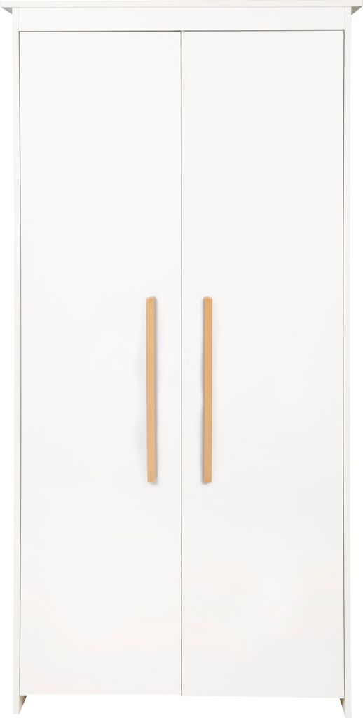 roba Kleiderschrank 2-türig Lilo - Kinderschrank mit modernen Holzgriffen aus Holz für Baby- & Kinderzimmer - Weiß / Natur