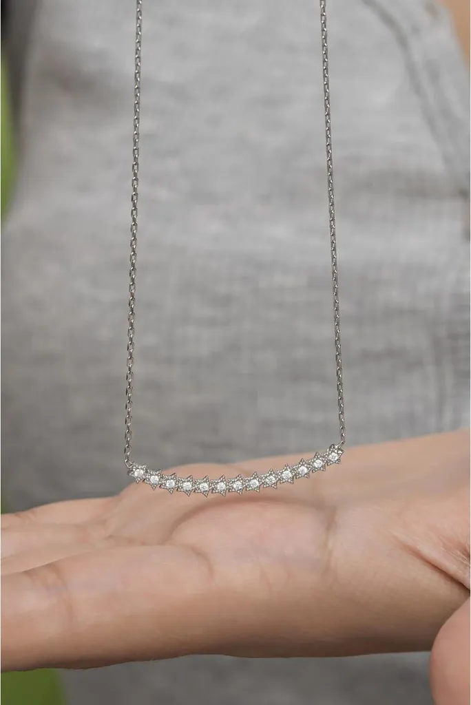Pendentif motif étoilé en argent 925 et zircone pour femme élégante